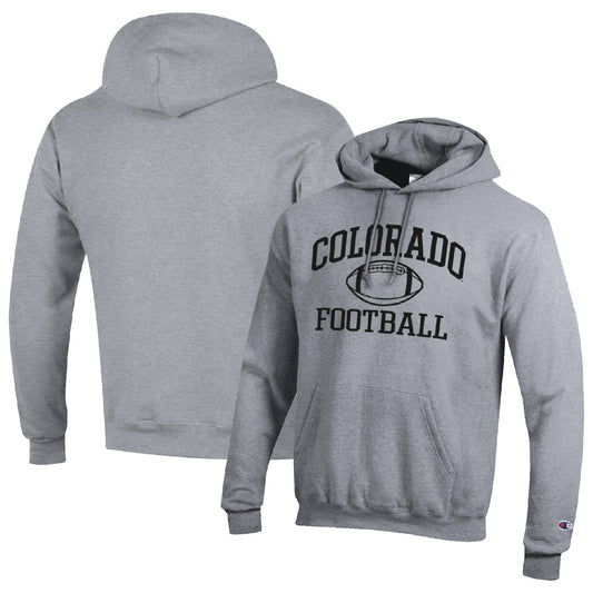 Men's Champion Heather Gray Colorado Buffaloes Football Icon Pullover Hoodie