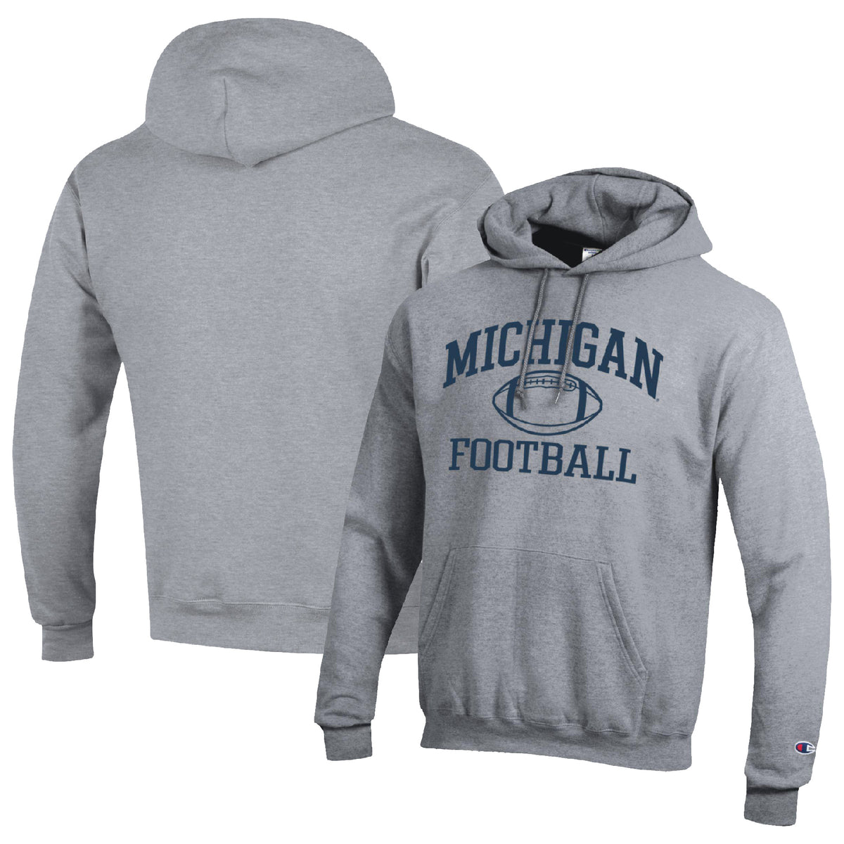 Men's Champion Heather Gray Michigan Wolverines Football Icon Pullover Hoodie