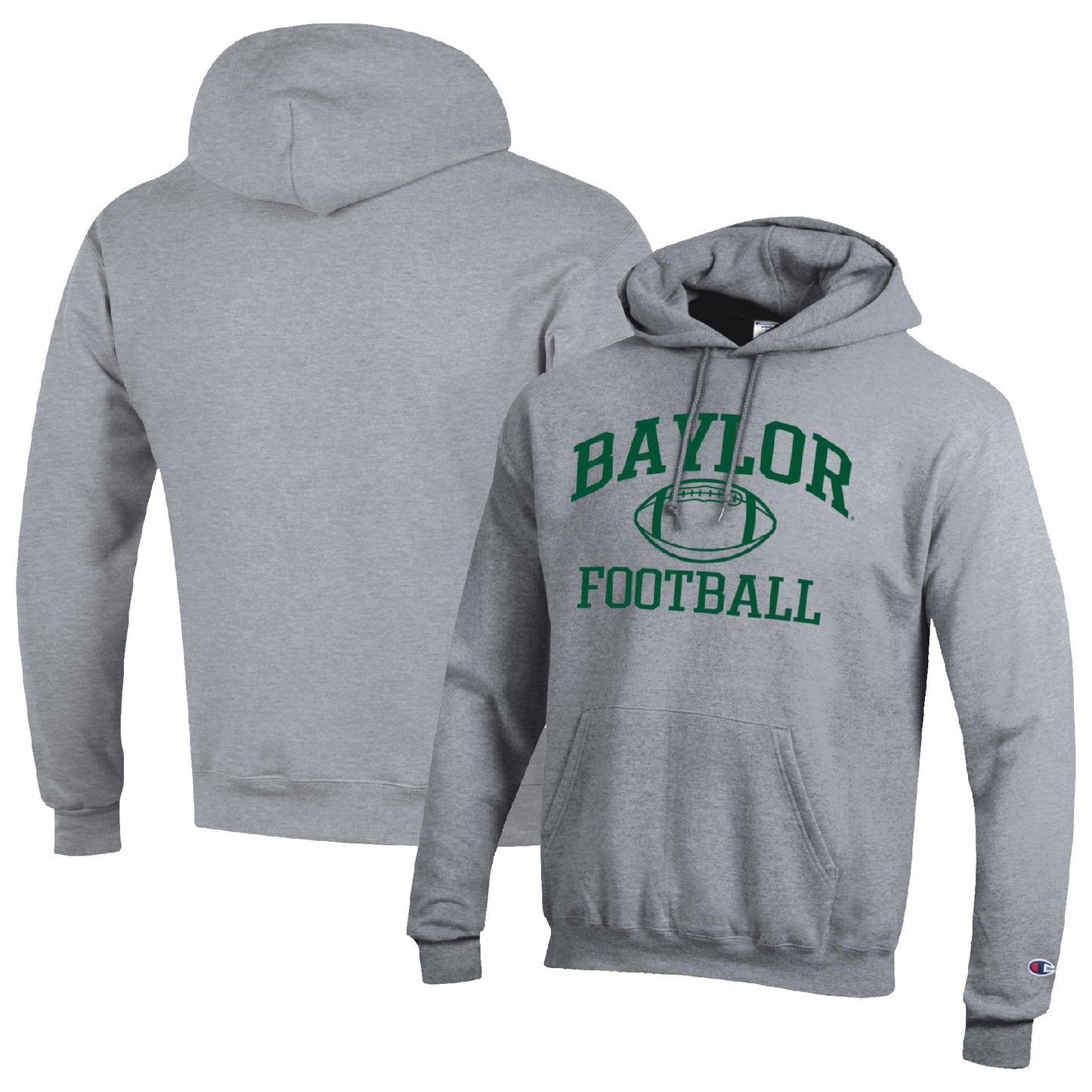 Men's Champion Heather Gray Baylor Bears Football Icon Pullover Hoodie