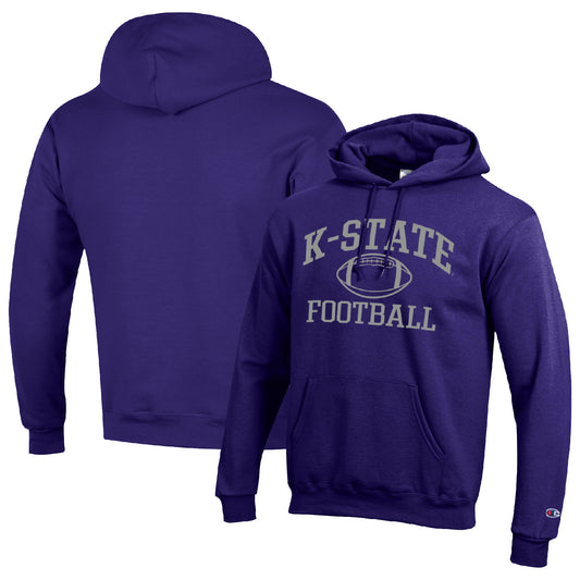 Men's Champion Purple Kansas State Wildcats Football Icon Pullover Hoodie