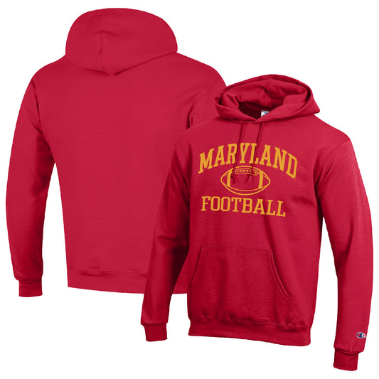 Men's Champion Red Maryland Terrapins Football Icon Pullover Hoodie