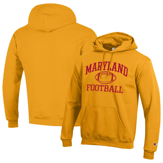 Men's Champion Gold Maryland Terrapins Football Icon Pullover Hoodie