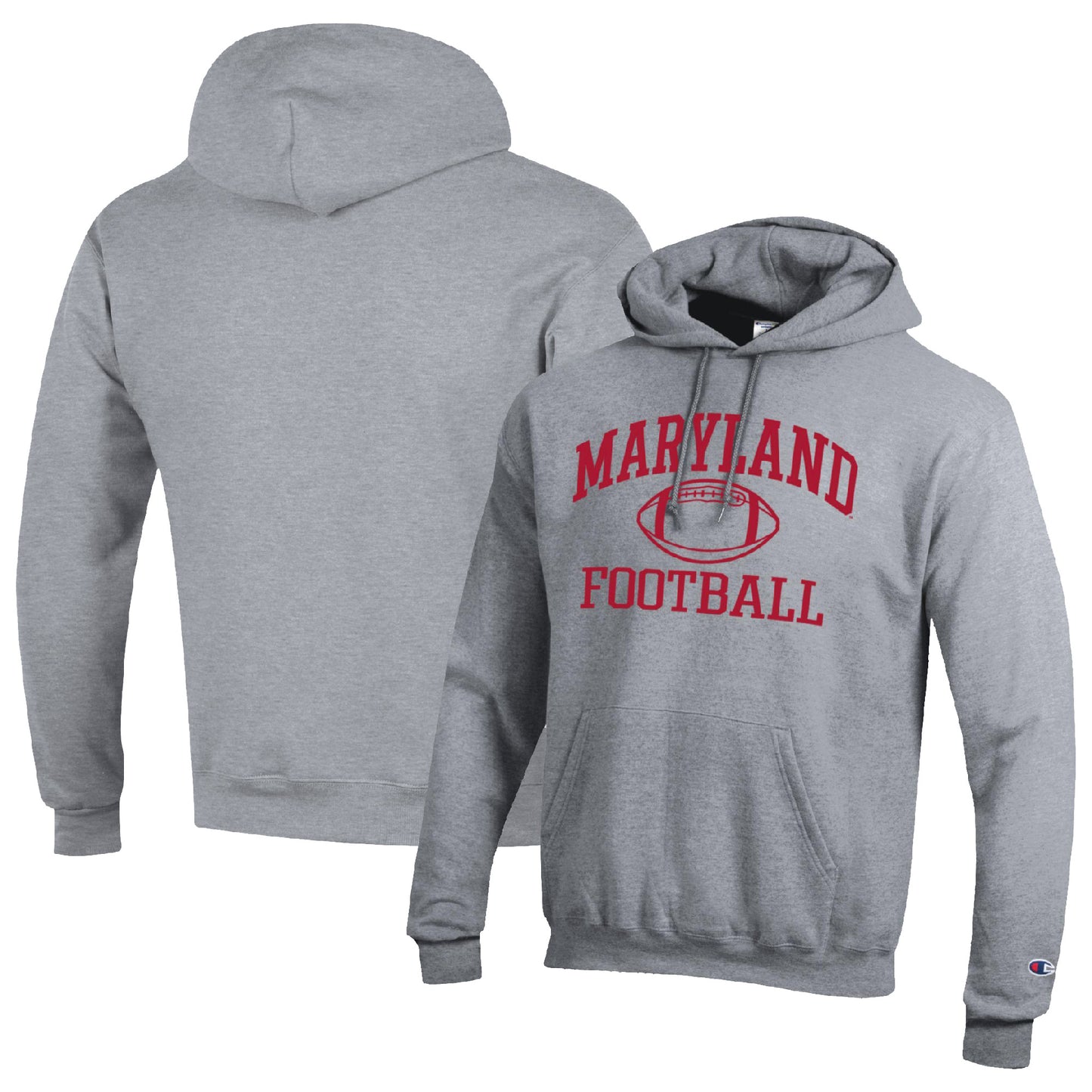 Men's Champion Heather Gray Maryland Terrapins Football Icon Pullover Hoodie