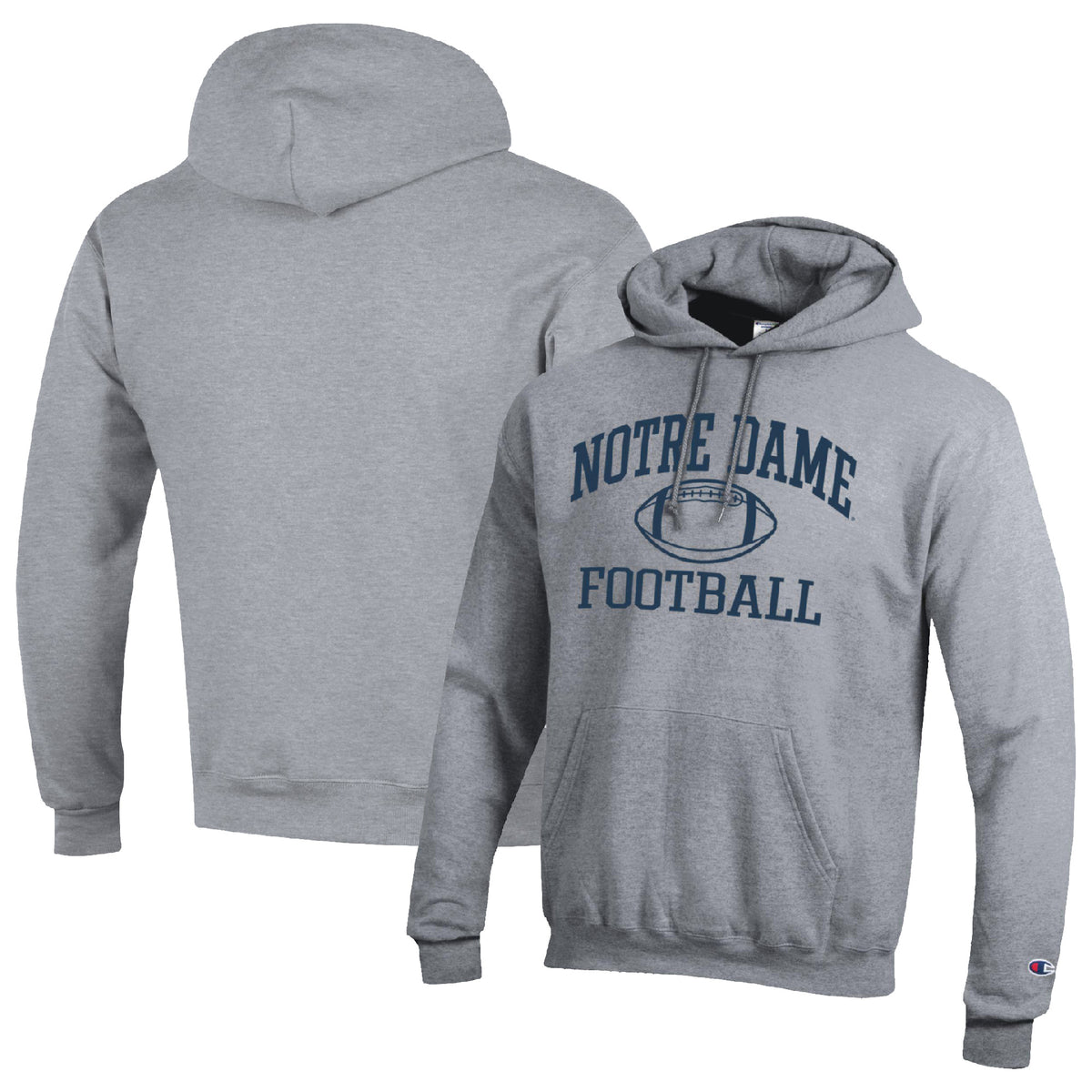 Men's Champion Heather Gray Notre Dame Fighting Irish Football Icon Pullover Hoodie