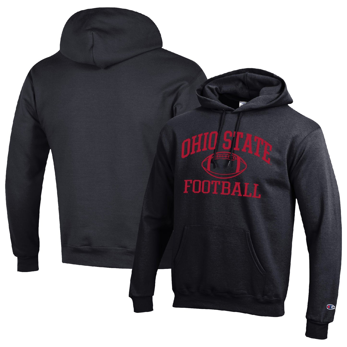 Men's Champion Black Ohio State Buckeyes Football Icon Pullover Hoodie