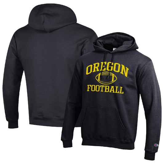 Men's Champion Black Oregon Ducks Football Icon Pullover Hoodie