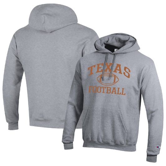 Men's Champion Heather Gray Texas Longhorns Football Icon Pullover Hoodie