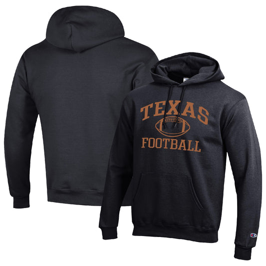 Men's Champion Black Texas Longhorns Football Icon Pullover Hoodie