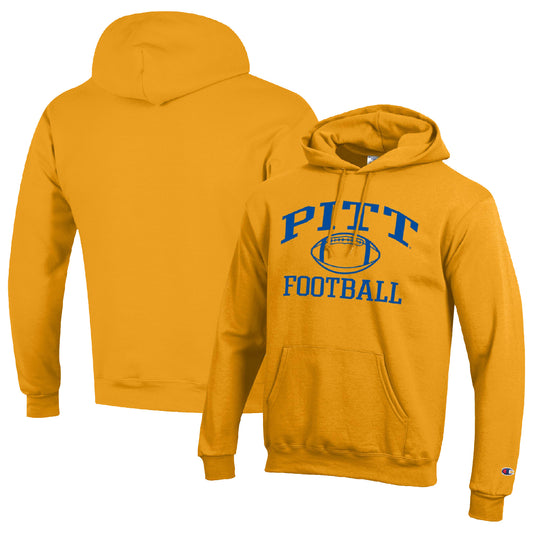 Men's Champion Gold Pitt Panthers Football Icon Pullover Hoodie