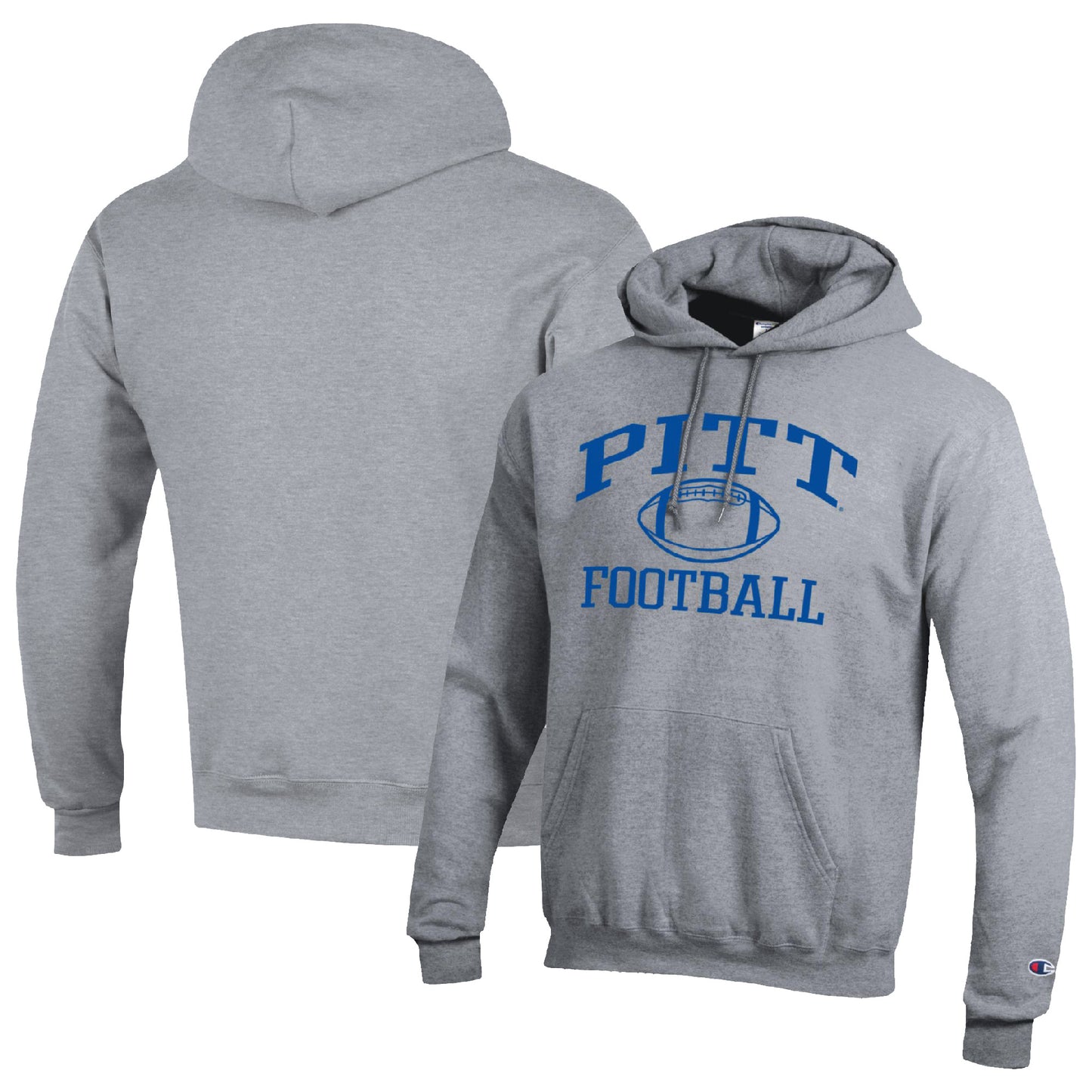 Men's Champion Heather Gray Pitt Panthers Football Icon Pullover Hoodie