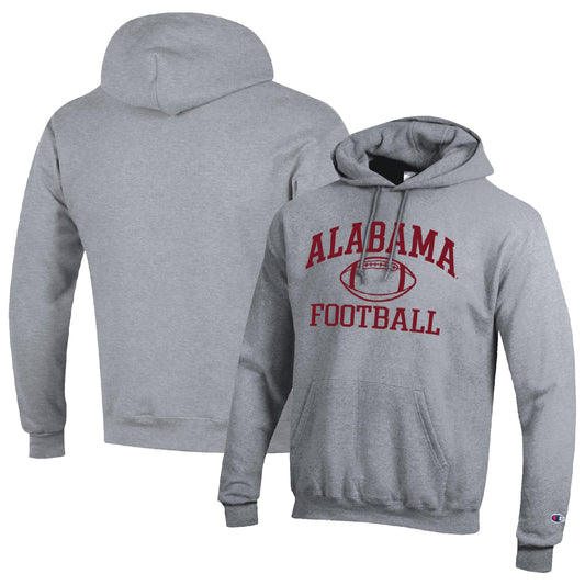 Men's Champion Heather Gray Alabama Crimson Tide Football Icon Pullover Hoodie