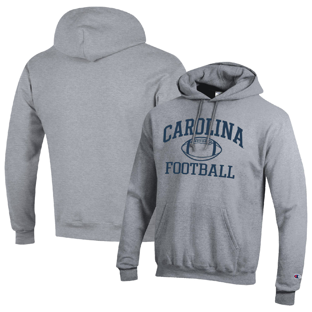 Men's Champion Heather Gray North Carolina Tar Heels Football Icon Pullover Hoodie