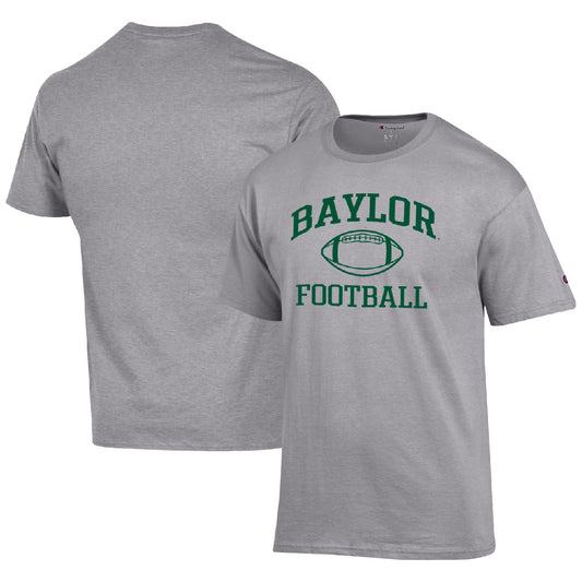 Men's Champion Heather Gray Baylor Bears Football Icon  T-Shirt