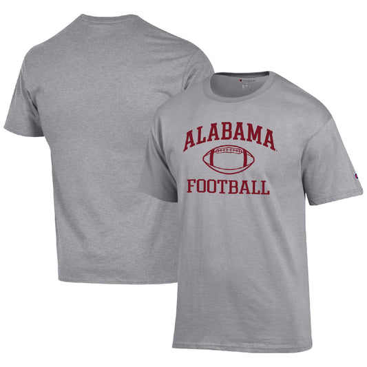 Men's Champion Heather Gray Alabama Crimson Tide Football Icon  T-Shirt