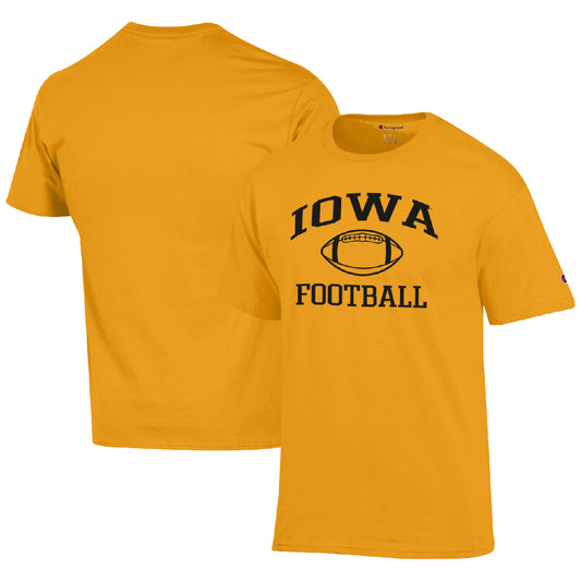 Men's Champion Gold Iowa Hawkeyes Football Icon  T-Shirt