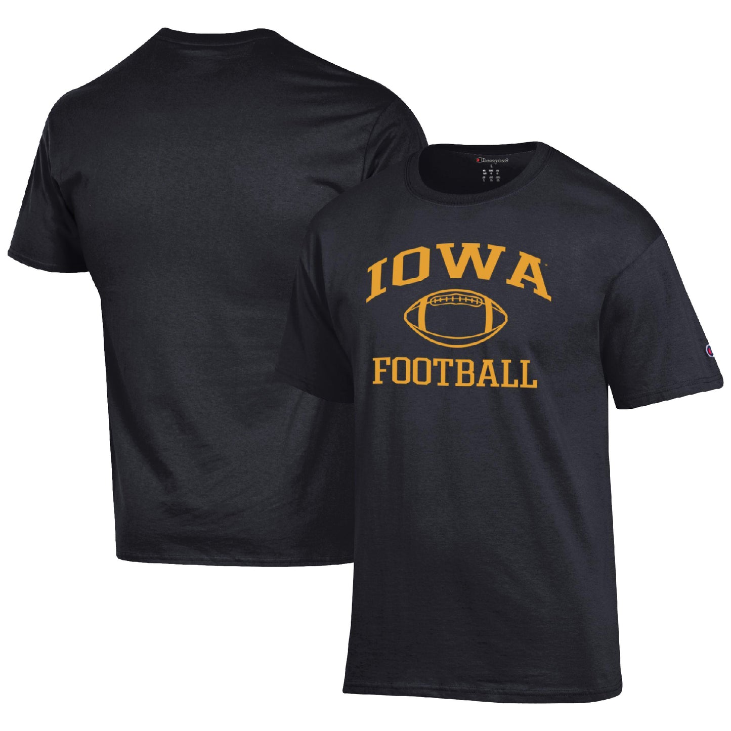 Men's Champion Black Iowa Hawkeyes Football Icon  T-Shirt