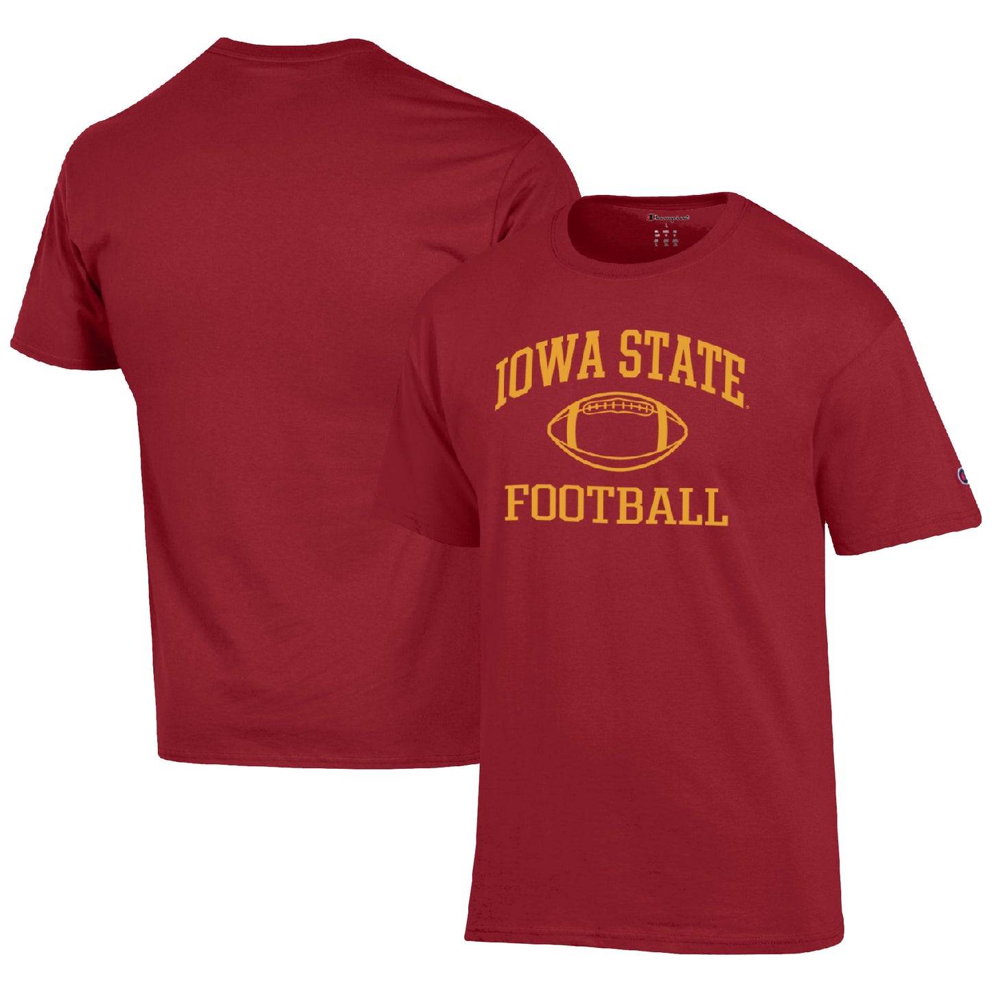 Men's Champion Cardinal Iowa State Cyclones Football Icon  T-Shirt