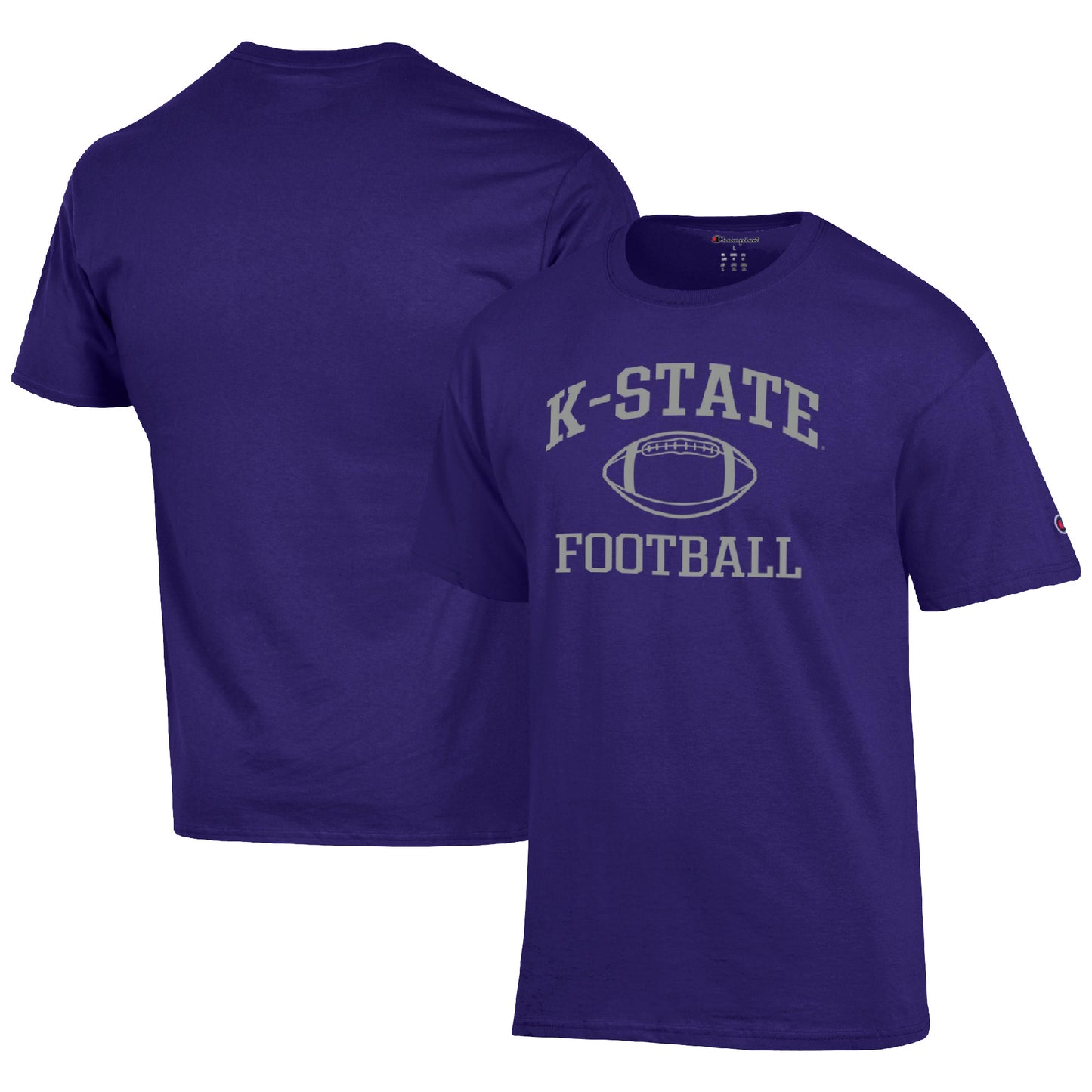 Men's Champion Purple Kansas State Wildcats Football Icon  T-Shirt