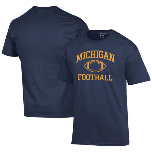 Men's Champion Navy Michigan Wolverines Football Icon  T-Shirt