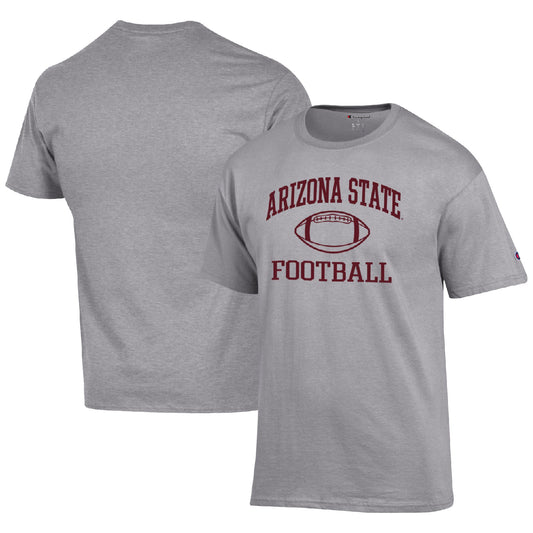 Men's Champion Heather Gray Arizona State Sun Devils Football Icon  T-Shirt