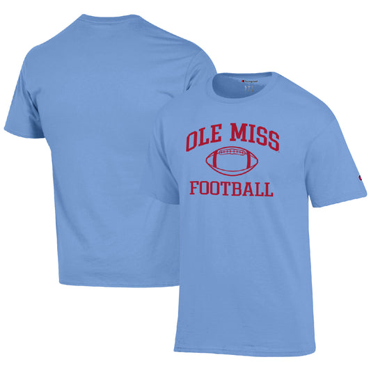 Men's Champion Powder Blue Ole Miss Rebels Football Icon  T-Shirt