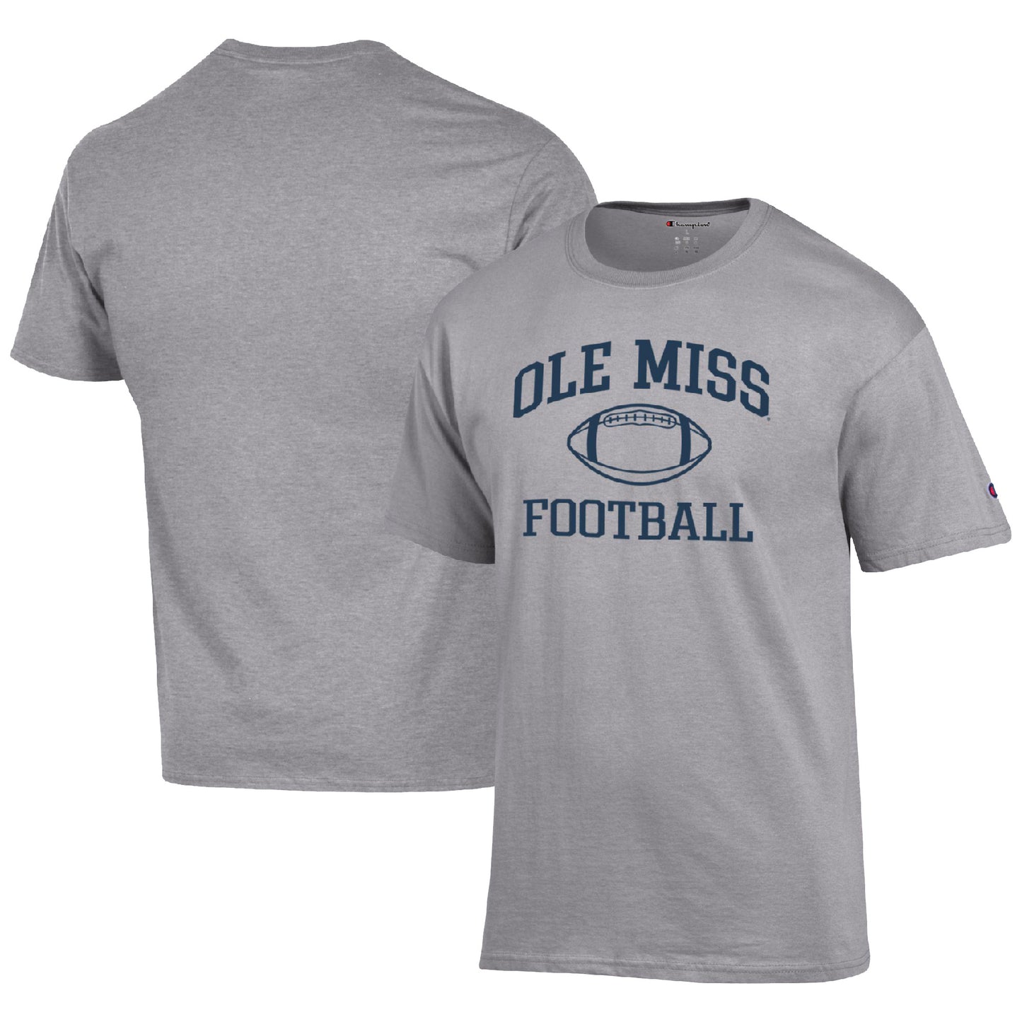 Men's Champion Heather Gray Ole Miss Rebels Football Icon  T-Shirt