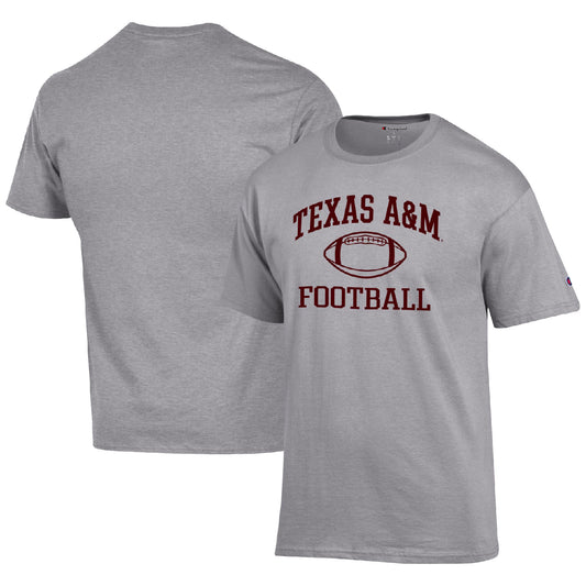 Men's Champion Heather Gray Texas A&M Aggies Football Icon  T-Shirt