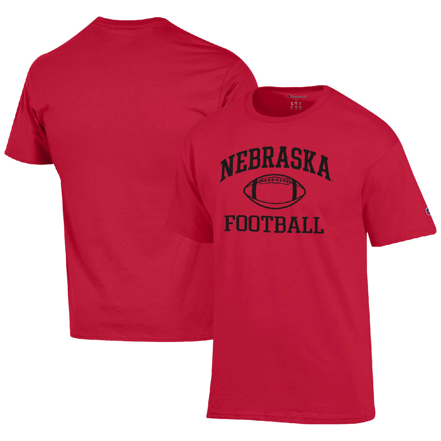 Men's Champion Scarlet Nebraska Huskers Football Icon  T-Shirt