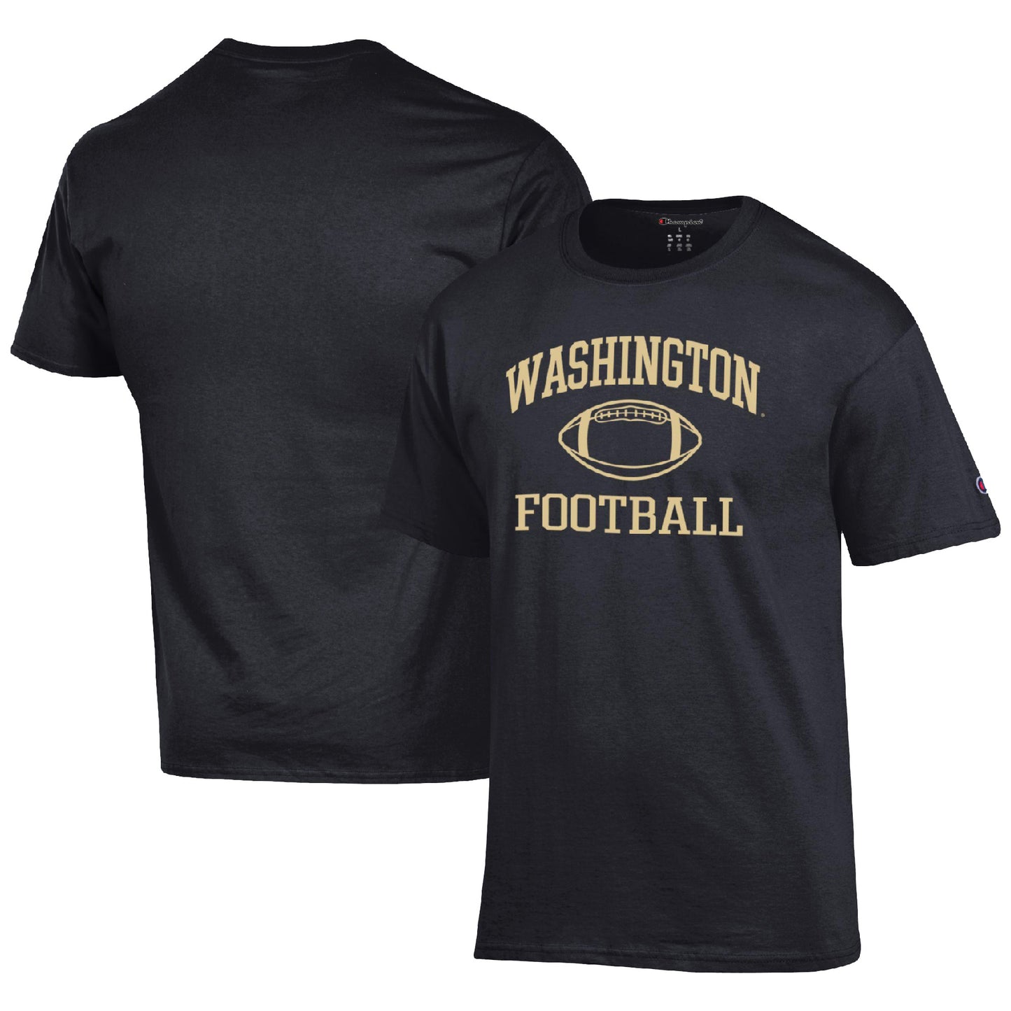 Men's Champion Black Washington Huskies Football Icon  T-Shirt