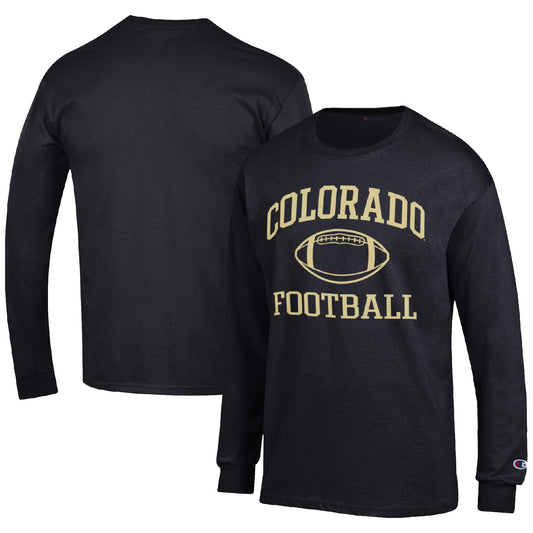 Men's Champion Black Colorado Buffaloes Football Icon Long Sleeve T-Shirt