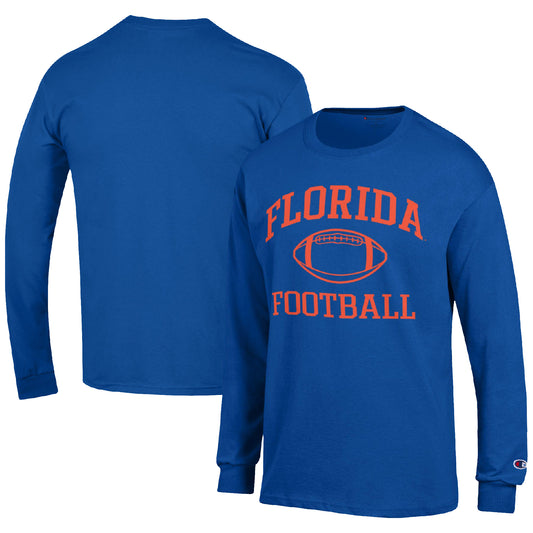 Men's Champion Royal Florida Gators Football Icon Long Sleeve T-Shirt