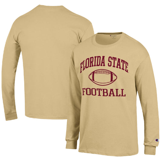 Men's Champion Gold Florida State Seminoles Football Icon Long Sleeve T-Shirt