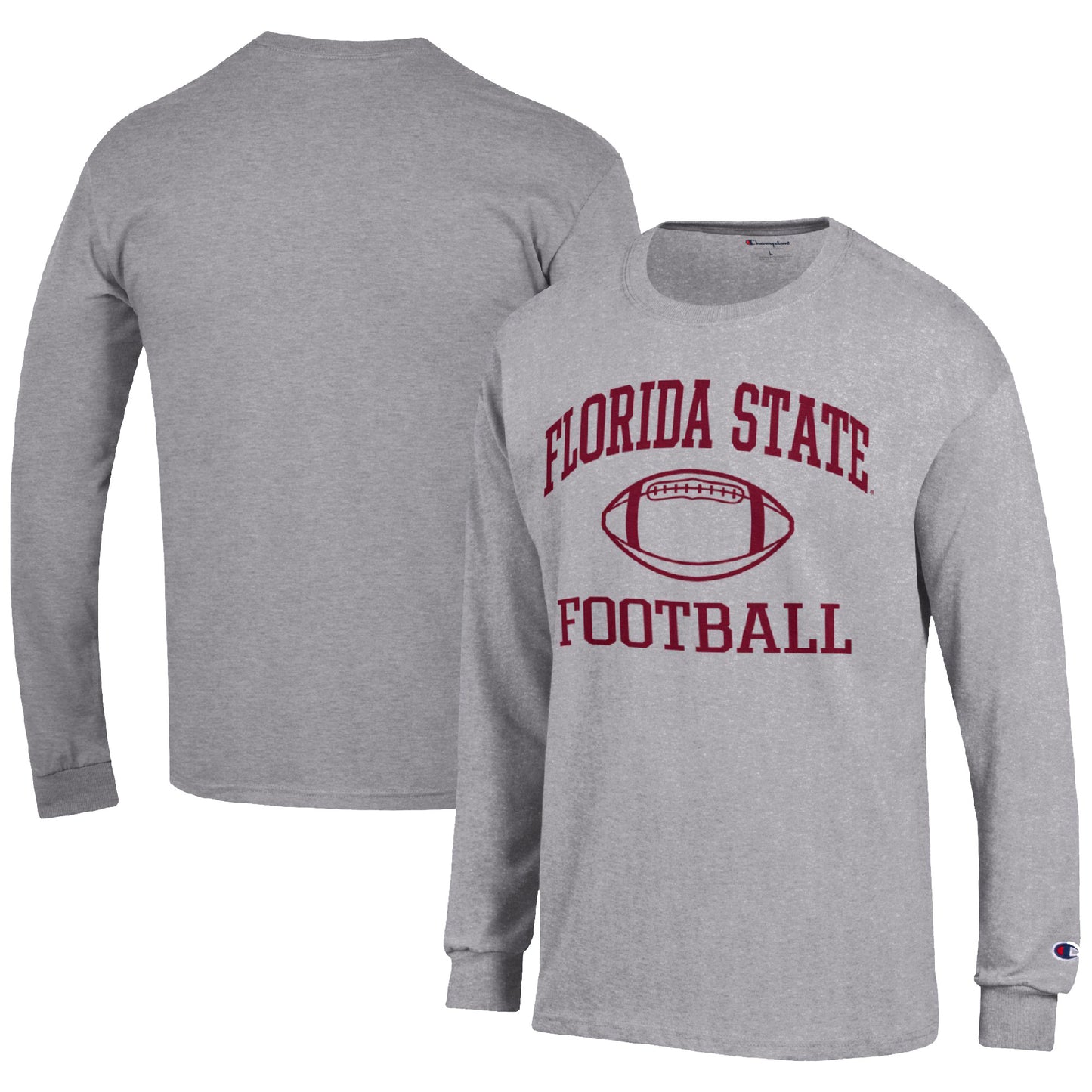 Men's Champion Heather Gray Florida State Seminoles Football Icon Long Sleeve T-Shirt