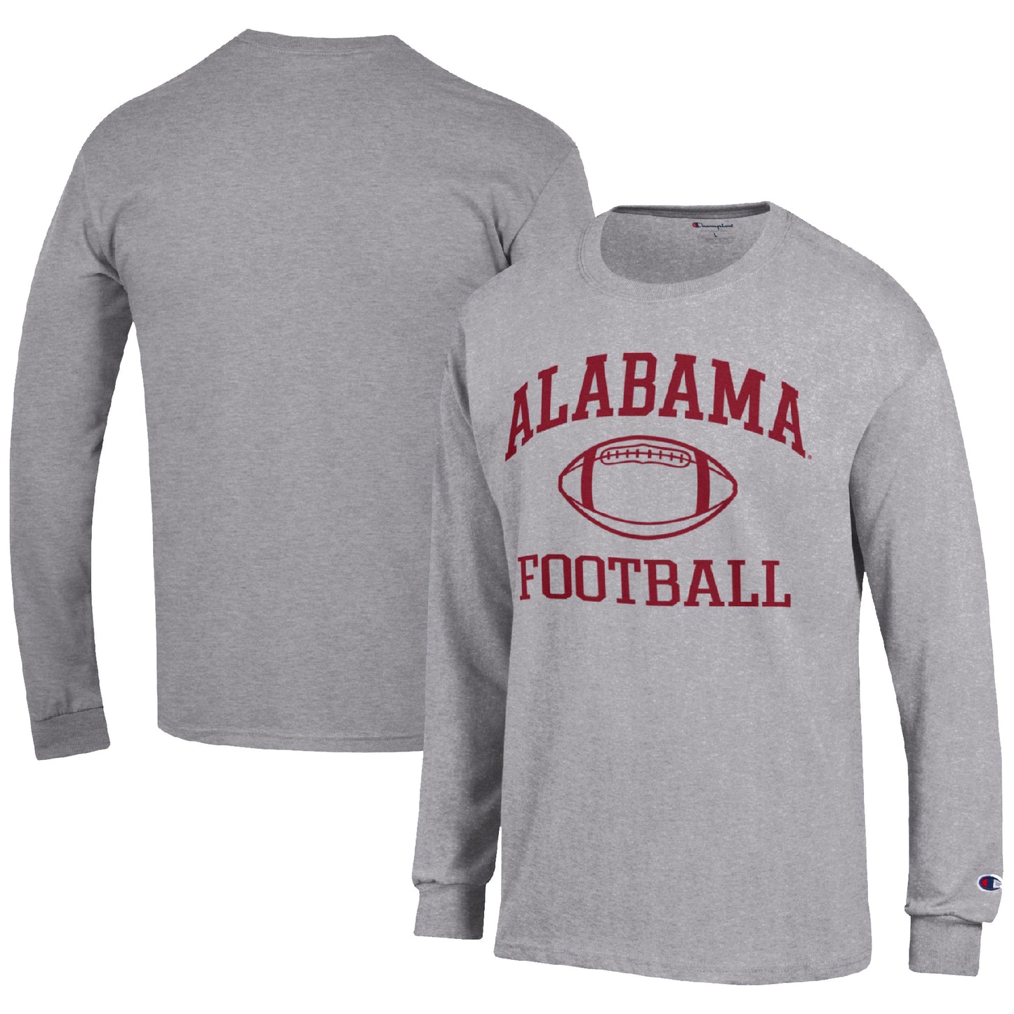 Men's Champion Heather Gray Alabama Crimson Tide Football Icon Long Sleeve T-Shirt