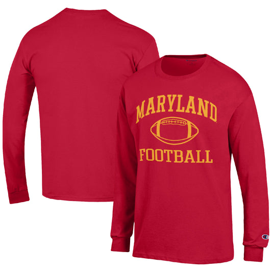 Men's Champion Red Maryland Terrapins Football Icon Long Sleeve T-Shirt