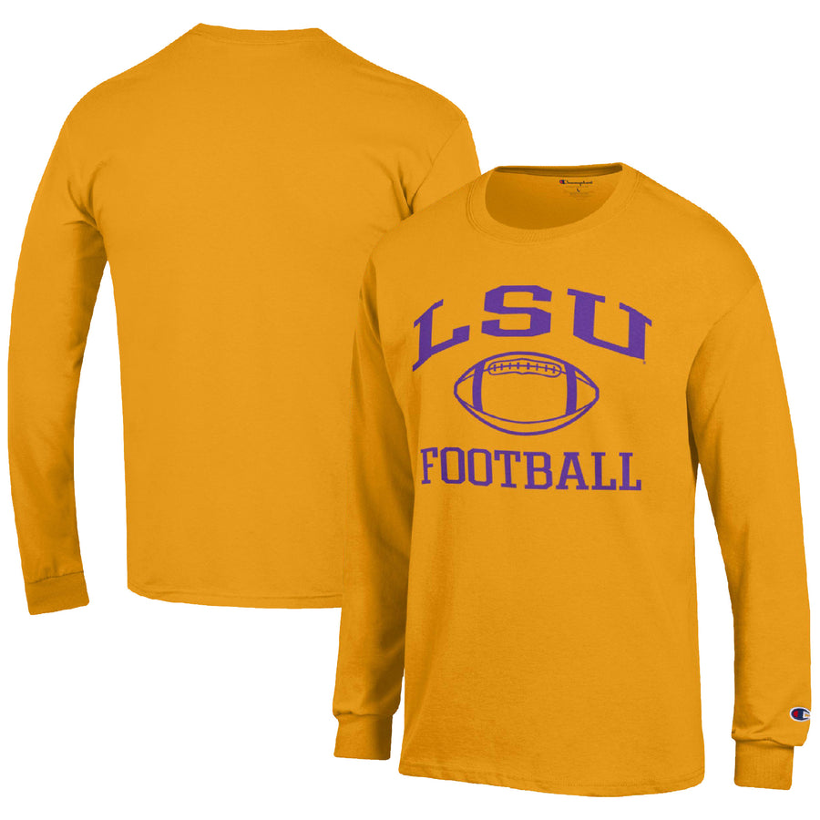 Men's Champion Gold LSU Tigers Football Icon Long Sleeve T-Shirt