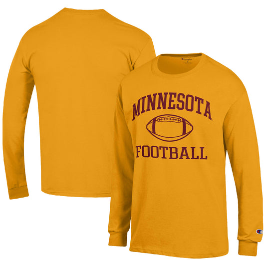 Men's Champion Gold Minnesota Golden Gophers Football Icon Long Sleeve T-Shirt