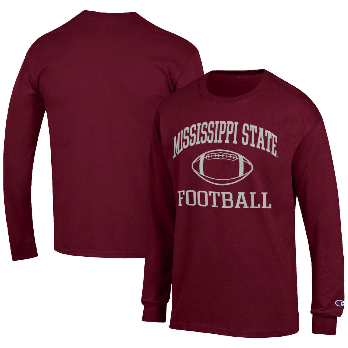 Men's Champion Maroon Mississippi State Bulldogs Football Icon Long Sleeve T-Shirt