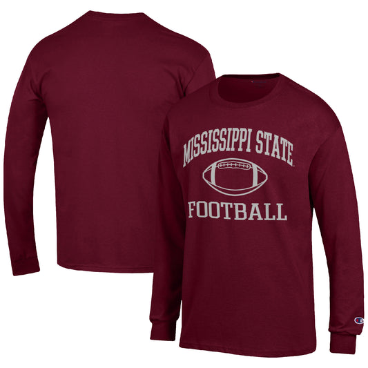 Men's Champion Maroon Mississippi State Bulldogs Football Icon Long Sleeve T-Shirt
