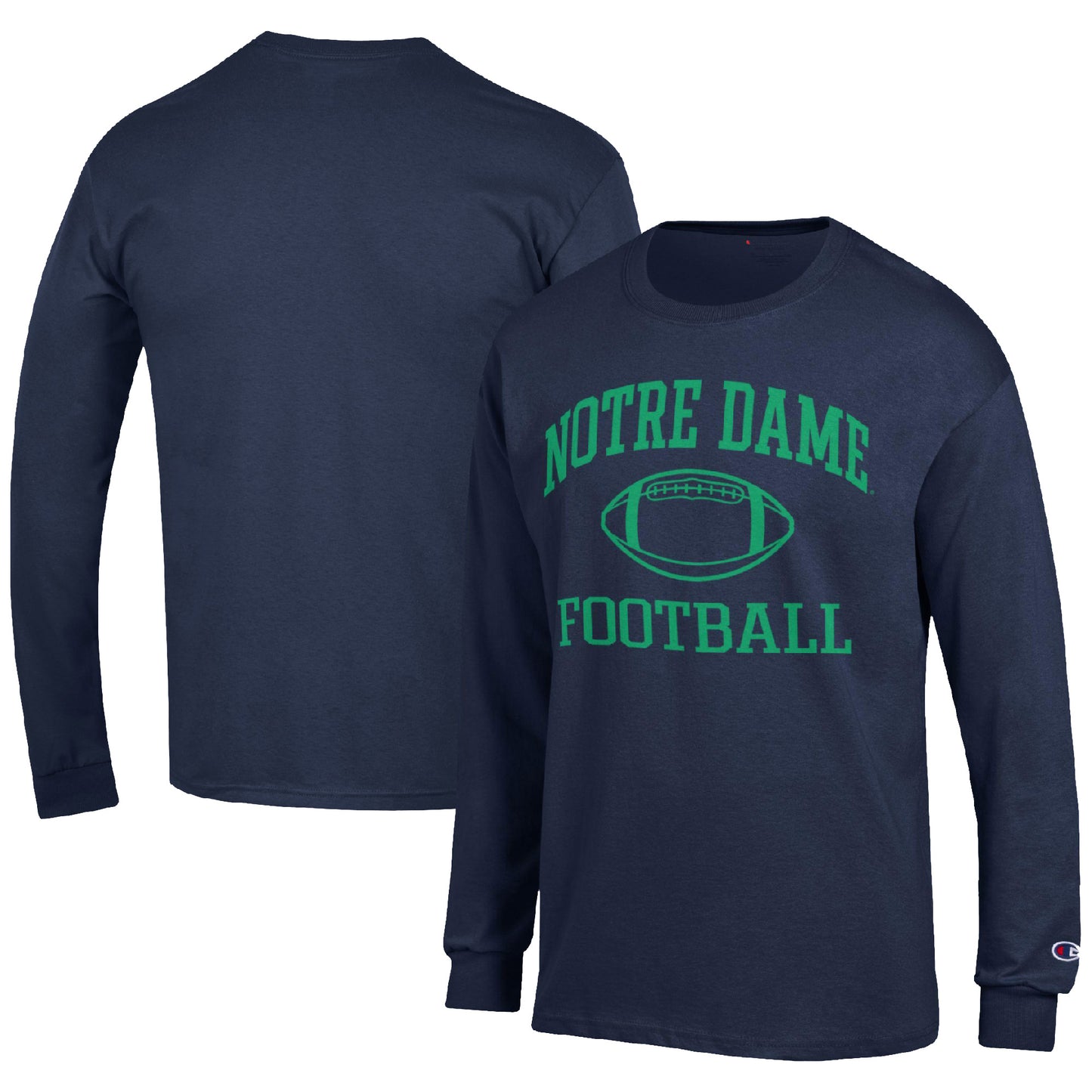 Men's Champion Navy Notre Dame Fighting Irish Football Icon Long Sleeve T-Shirt