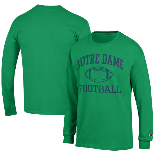 Men's Champion Green Notre Dame Fighting Irish Football Icon Long Sleeve T-Shirt