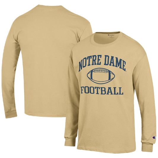 Men's Champion Gold Notre Dame Fighting Irish Football Icon Long Sleeve T-Shirt