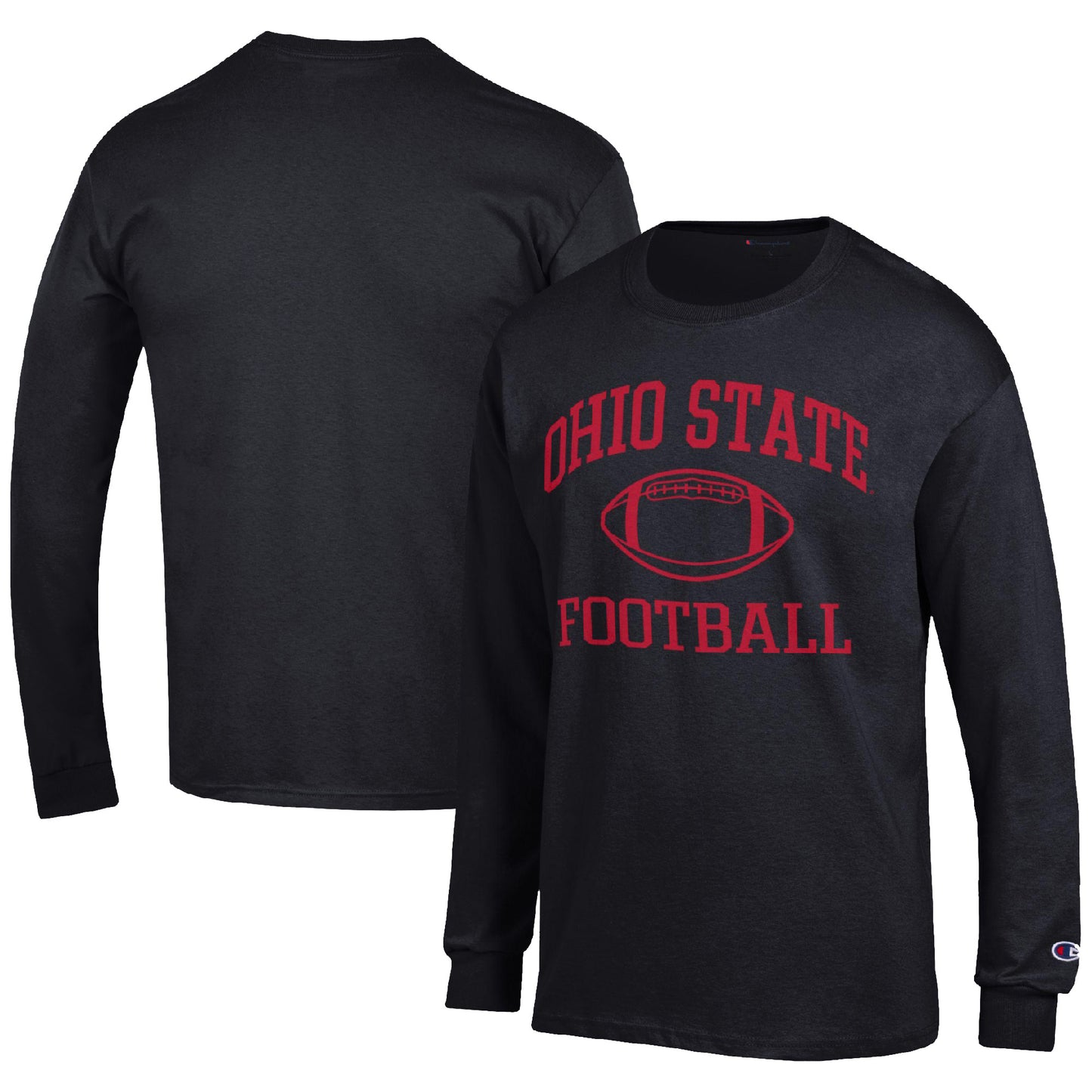 Men's Champion Black Ohio State Buckeyes Football Icon Long Sleeve T-Shirt