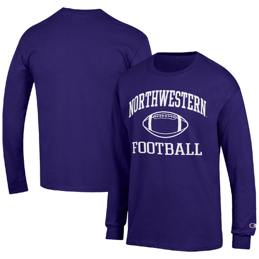 Men's Champion Purple Northwestern Wildcats Football Icon Long Sleeve T-Shirt