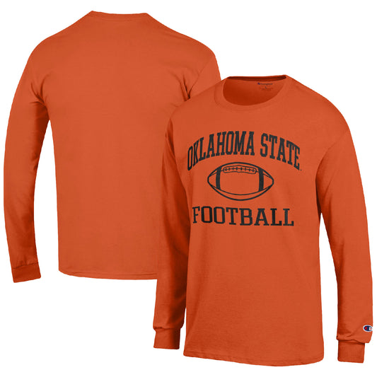 Men's Champion Orange Oklahoma State Cowboys Football Icon Long Sleeve T-Shirt