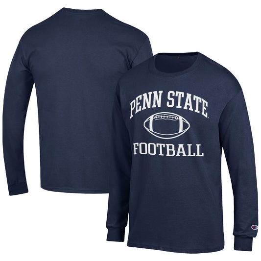 Men's Champion Navy Penn State Nittany Lions Football Icon Long Sleeve T-Shirt