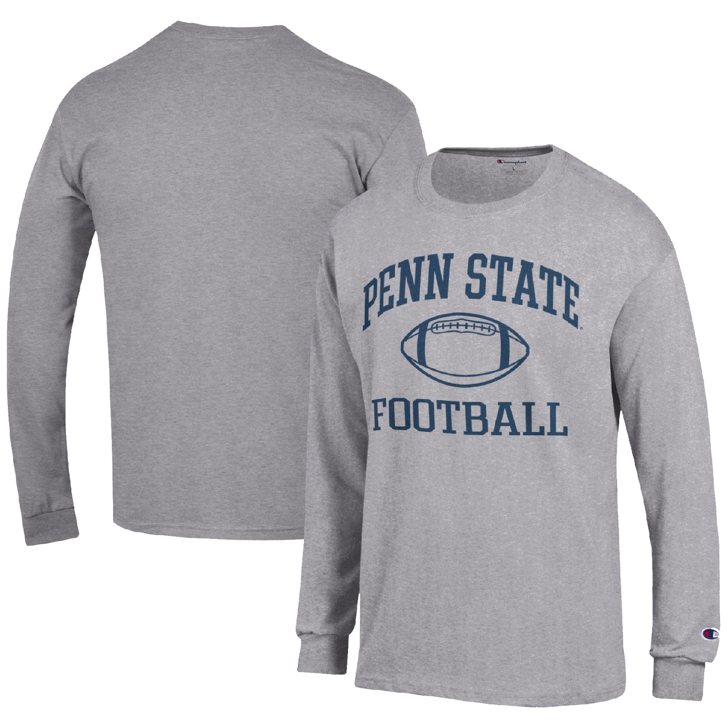 Men's Champion Heather Gray Penn State Nittany Lions Football Icon Long Sleeve T-Shirt