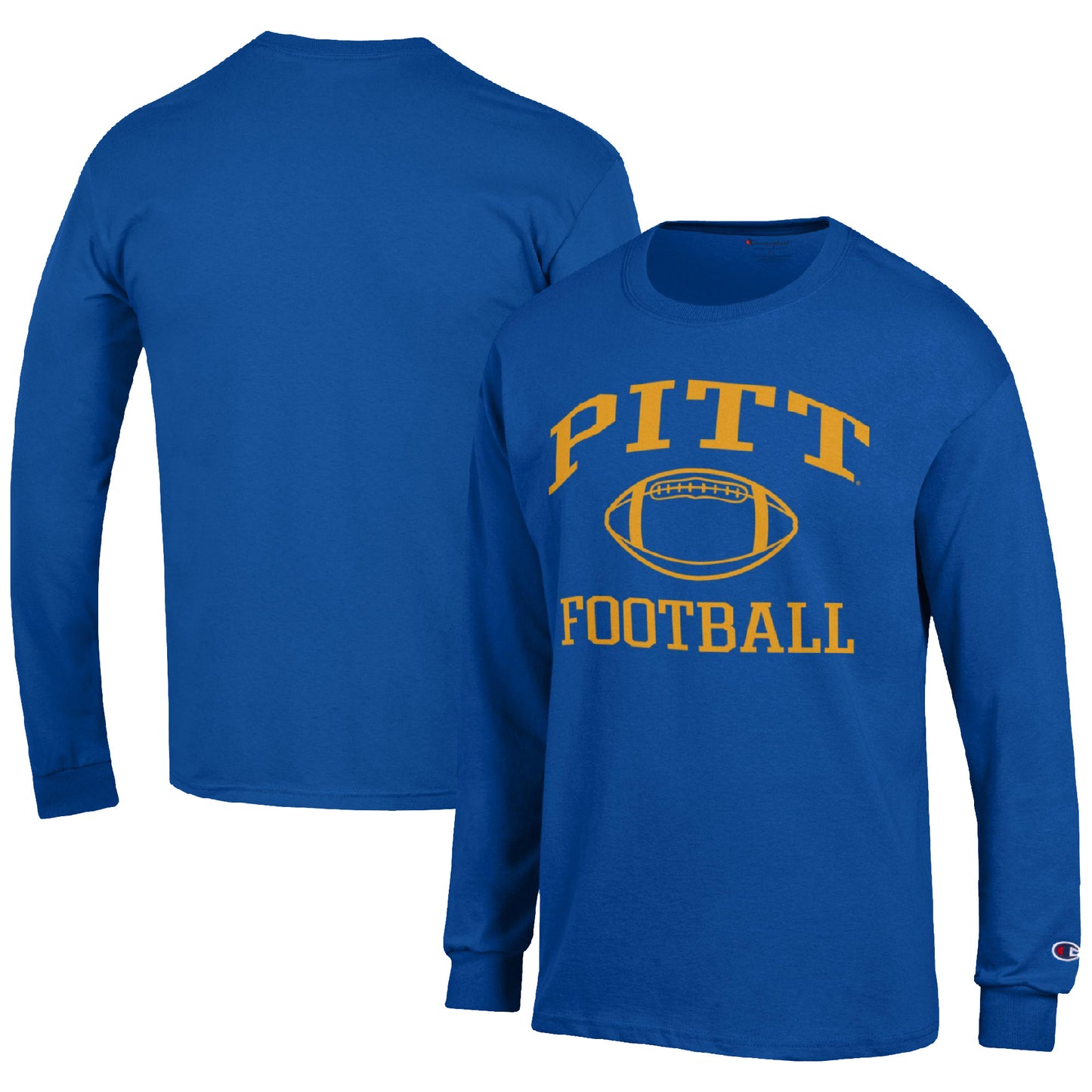 Men's Champion Royal Pitt Panthers Football Icon Long Sleeve T-Shirt