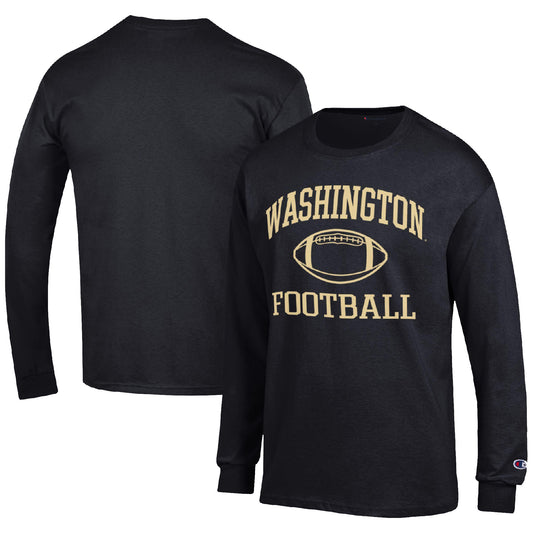 Men's Champion Black Washington Huskies Football Icon Long Sleeve T-Shirt