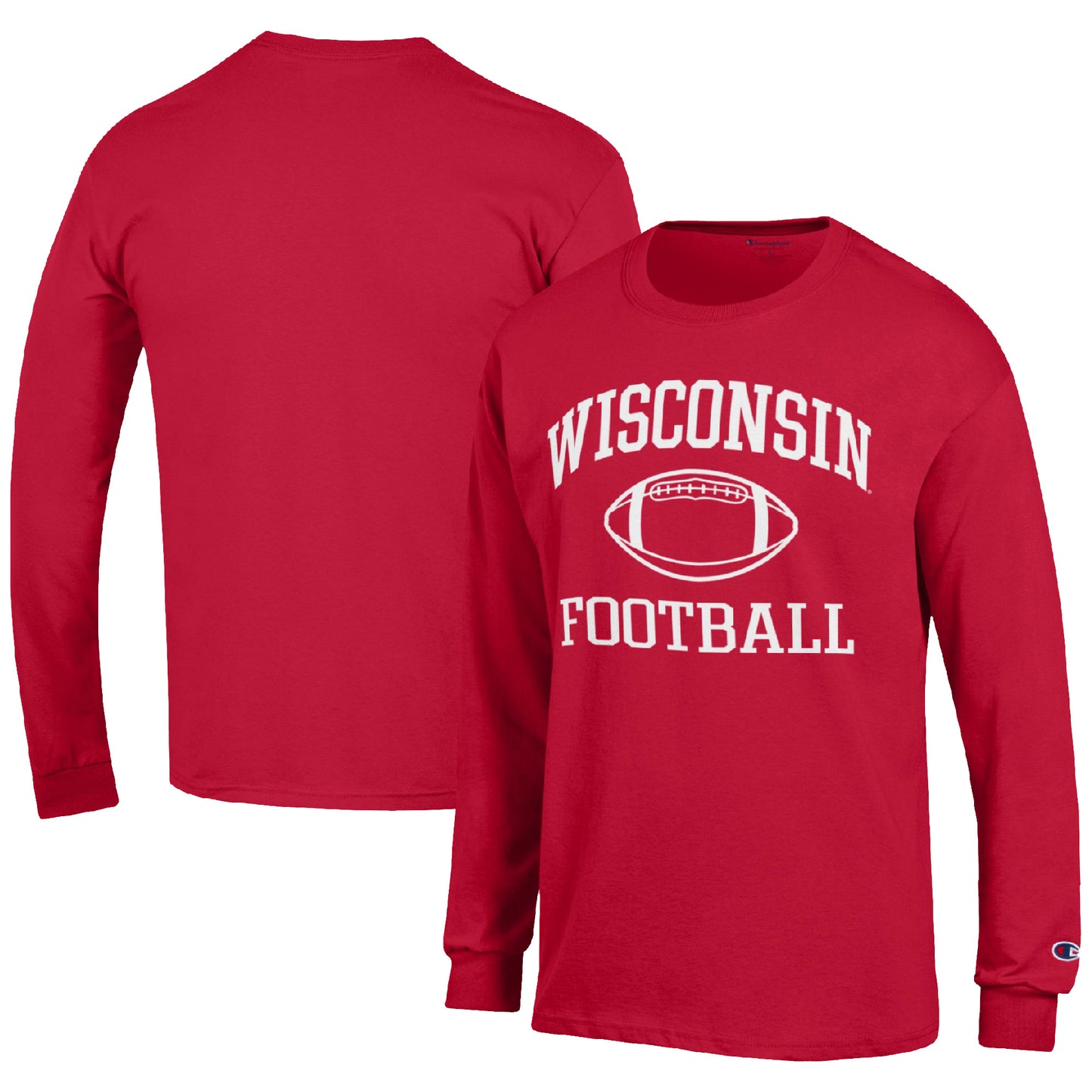 Men's Champion Red Wisconsin Badgers Football Icon Long Sleeve T-Shirt